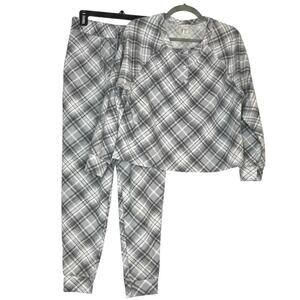 Victoria’s Secret Sz S gray white checkered PJ two piece set soft cozy | GUC
